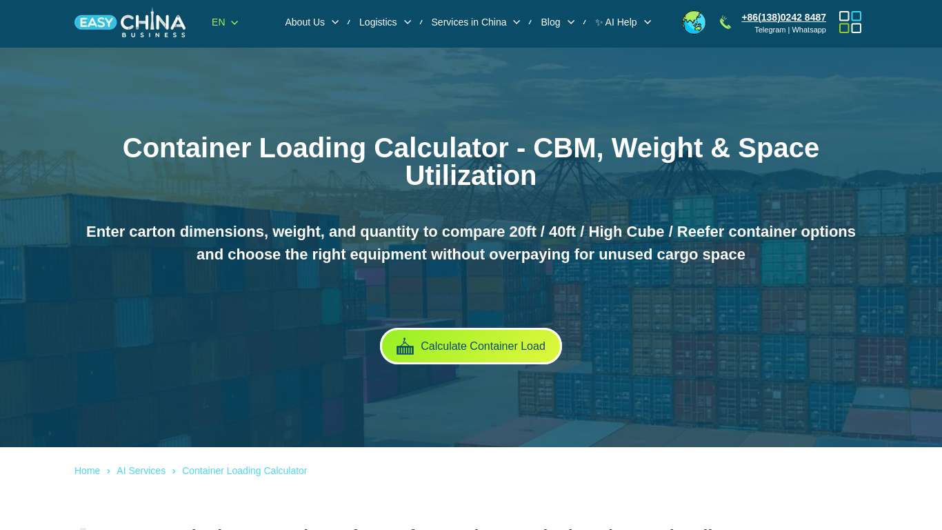 Container Loading Calculator for FCL Shipping ᐈ Easy China Business