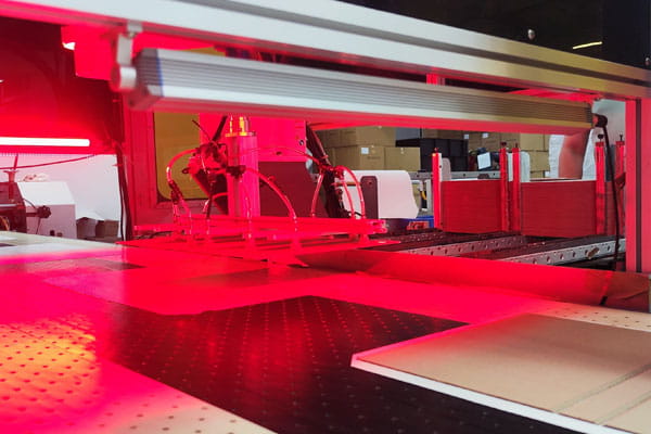 Laser cutting of board for packaging production in China
